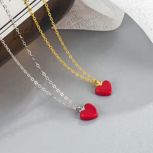 新品ido小红心项链女韩版简约个性心形吊坠锁骨链潮流网红银饰品
