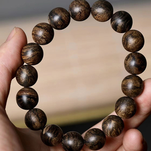 文莱沉香沉水级12mm单圈沉香手串男女款佛珠文玩手链