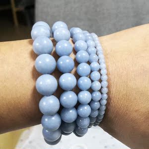 天然石蓝天使手串水晶手链单圈蓝色石头饰品时尚女友情侣礼物