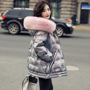 网红免洗亮面羽绒服2022年新款女短款洋气显瘦时尚加厚白鸭绒外套