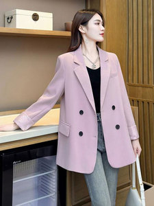 韩版复古国风双排口西装外套女2024年春季新款时尚设计感小众上衣