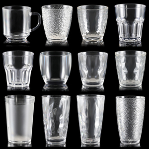 亚克力杯子10个装PC透明塑料杯水杯ktv酒吧商用八角杯洋酒啤酒杯