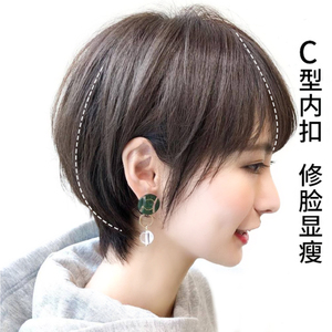假发女短发网红自然假发女全头套仿真韩式发型帅气短卷发假发套