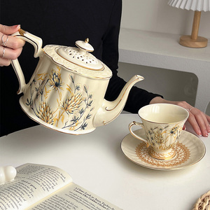 ChubbyCat法式描金复古咖啡杯碟陶瓷茶壶套装英式下午茶餐具茶杯