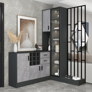 l型转角玄关鞋柜一体拐角家用门口三角入户隔断客厅墙角屏风隔断