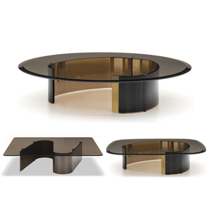 意式茶几轻奢风不锈钢现代创意极简圆方形玻璃设计师高端沙发茶台