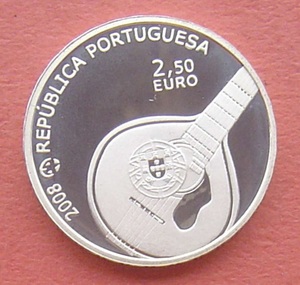 葡萄牙2008年国宝民族乐器-法朵2.5欧元精制纪念银币