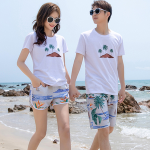 度假情侣沙滩裤男泳裤女速干可下水宽松大码海边冲浪短裤沙滩套装