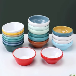 密胺塑料小碗食堂快餐米饭碗商用仿瓷双色甜品碗火锅餐具调料小碗