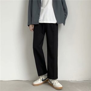 垂感阔腿裤直筒9分男