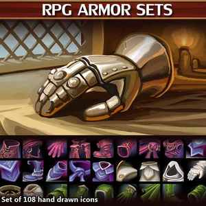 RPG Armor Sets 108 个手绘盔甲图标Unreal虚幻UE4 27