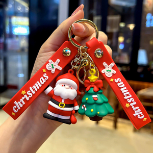 圣诞老人钥匙扣挂件精致女卡通圣诞树雪人包包挂饰可爱情侣钥匙链