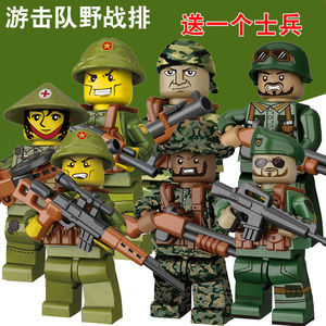 兼容乐高战场陆军步兵游击队迷彩重装特种兵狙击手野战队人仔玩具