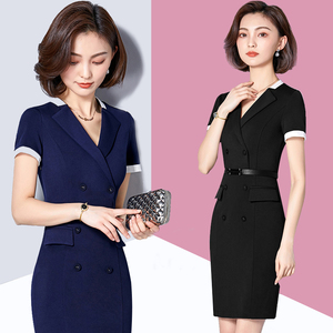 女职业连衣裙2018夏天时尚气质珠宝店工作服前台销售员ol工装正装