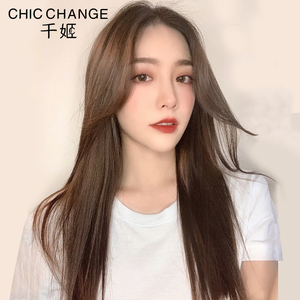 千姬假发女长发中分发型全头套自然八字刘海长直发真人发丝假发套