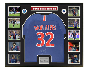巴黎圣日耳曼 丹尼尔阿尔维斯 亲笔签名球衣 含证书 裱框