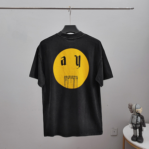 drew ask贾斯汀比伯男女情侣同款高街fog笑脸短袖t恤潮牌梵文半袖