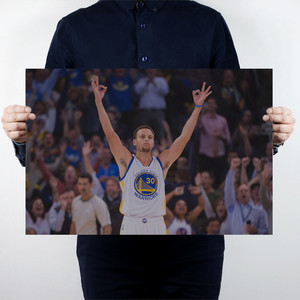 库里ok手势复古牛皮纸海报nba勇士队篮球明星宿舍壁纸贴画装饰画