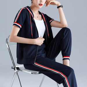 休闲运动套装女春夏季2021年新款薄款短袖服大码时尚名品牌两件套