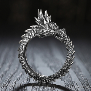 925纯银3d龙戒男 原创个性霸气银龙龙形泰银做旧开口男士戒指银单
