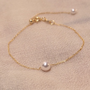 纯银一颗气质日本路路通奥地利强光珍珠手链送闺蜜妈妈礼物叠戴女