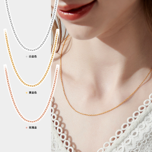 heyoll灰鱼潮牌项链细链女锁骨链素链镀18k黄金白金玫瑰金色刻字