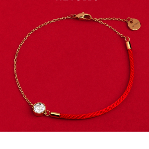 heyoll灰鱼潮牌原创半红绳细款一颗钻单钻手链女ins小众设计手绳