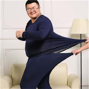 男士春秋冬季棉莫代尔薄款加肥加大码内衣秋衣秋裤套装300斤胖子