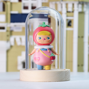 适用泡泡玛特收纳盒盲盒玻璃罩molly莫莉展示盒毕奇防尘罩圆形