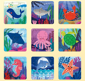 海洋世界拼图1-2-3岁儿童益智早教玩具入门级配对平图海底动物