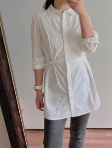 rebecca taylor重工纯棉刺绣翻领长袖宽松长款白衬衫rt腰带22年女