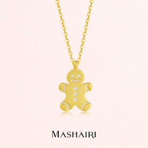 mashairi 马斯海瑞 圣诞系列 姜饼人项链 女 925银项链吊坠