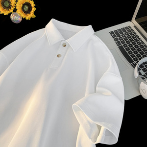 cleanfit纯白色短袖Polo衫男士夏季潮流小众设计美式男款衬衫t恤