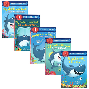 Step into Reading1 美国兰登英语分级阅读进阶1 大鲨鱼小鲨鱼系列5册 英文原版 Big Shark Little Shark 儿童分级阅读英语启蒙