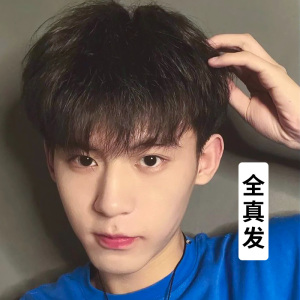 假发男短发韩版帅气发型真人发丝逼真网红自然蓬松时尚假发全头套
