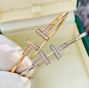 tiffany蒂芙尼家手镯经典款简约双t字母玫瑰金