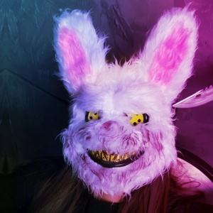 血腥兔子头套万圣节面具jk全脸毛绒可爱拍照恐怖吓人道具化妆舞会