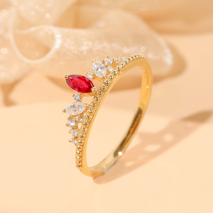 unilove珠宝皇冠18k金戒指轻奢女玫瑰金小众设计彩金镶嵌天然宝石