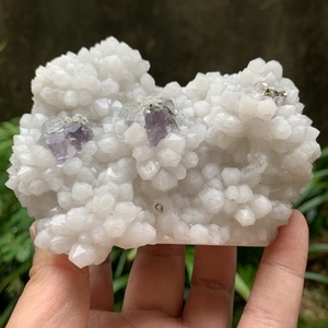 香花岭水晶簇共生紫萤石黄铜矿 天然矿物晶体矿石标本原石宝石