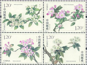 2018-6海棠花邮票 1.2元打折邮票 精美寄信邮票 雕刻版 花卉邮票