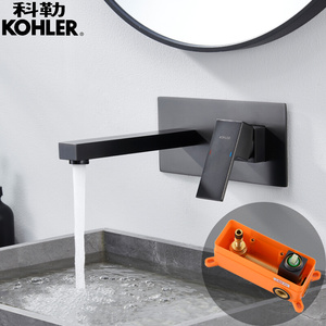 暗装嵌入墙式水龙头洗脸面盆墙排出水预埋隐藏全铜冷热灰色水龙头