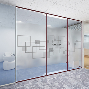 静电磨砂玻璃贴现代简约方格办公室窗户移门不透明防透防晒贴膜纸