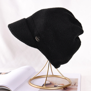 毛线帽鸭舌帽子女冬天双层加厚保暖针织帽显脸小时尚堆堆帽云朵帽