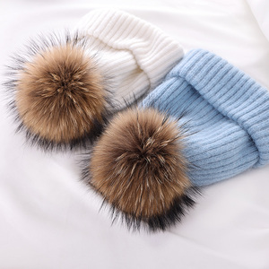 帽子女秋冬天真貉子毛球球毛线帽可爱兔毛保暖加厚护耳针织帽冷帽