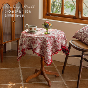 法式桌布小圆桌复古高级感餐桌布艺装饰拍照台布阳台圆形茶几垫布