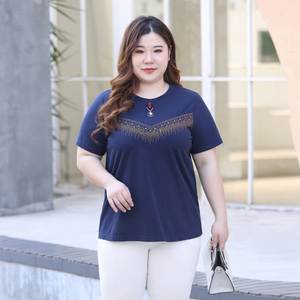 大码女装遮肚子t恤女2022年新款胖妹妹夏装胖人洋气纯棉上衣200斤