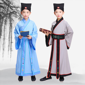 新款儿童古装书童国学汉服演出服三字经古代衣服弟子规朗诵表演服