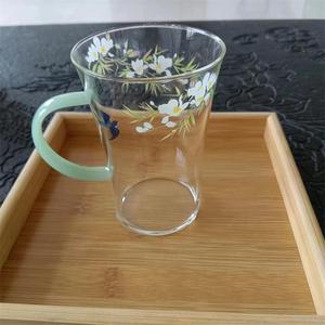 春归贴花耐高温玻璃茶具创意茶杯单杯绿茶杯春茶专用泡茶杯公道杯