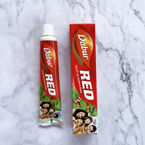 印度dabur red阿育吠陀牙膏丁香薄荷植物抗菌护龈清新100g小支装