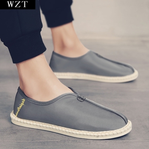 小花园速干布鞋男一脚蹬懒人鞋夏渔夫鞋中国风雨伞布配汉服的鞋子